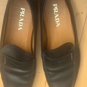Prada Men's Elegant Black Leather Loafers
